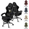 Ferghana Sedia Gaming, Sedia da Gaming Ergonomica Sedia da Gaming in Velluto, Sedia Gamer con Cuscino Lombare Massaggiante, Poggiapiedi, sedia ufficio, Capacità di Peso di 250 Libbre, nero