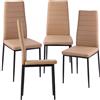 TRISENS Sedie da pranzo 2/4/6/8 Set di sedie da cucina, soggiorno, in ecopelle, colore: tortora, set da 4 pezzi