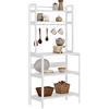 soges Scaffale da forno a 5 ripiani, per microonde, da cucina, piano di lavoro da cucina, isola da cucina, con scaffale portaoggetti, supporto per microonde con 8 ganci, bianco