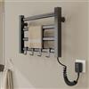QJHSSM Scaldasalviette Termoarredo Elettrico da Bagno da Parete, Radiatore Elettrico Basso Consumo, Dimensioni 450x300 mm Sistemi di Sicurezza, Impermeabile IPX5-Black