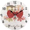 LDIYEU Due Sentire Un Gufo d'Amore Orologio da Parete Silenzioso Decorazione Non Ticchettio Legna Orologio per Ragazzi Ragazze Capretto Cucina Camera da Letto Home Office Scuola Decor