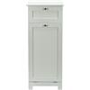 WOHNLING Armadio portabiancheria Bianco 38x90x40 cm Intreccio Rattan Mobiletto nicchia Bagno - Cesto portabiancheria stretto con anta a ribalta e cassetto - Mobile bagno raccoglibiancheria