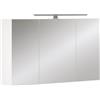 Vicco Mobile a specchio per il bagno Lavio, Bianco, 100 x 60 cm con 3 porte e illuminazione a LED, con ripiano integrato e illuminazione a LED