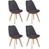 Gremium Set 4 Sedie Con Cuscino Imbottito In Velluto, Struttura In Legno Di Faggio E Seduta Ergonomica Per Arredo Sala da Pranzo, Cucina e Ufficio