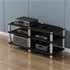CUXAHO Mobile HiFi Mobile Giradischi Rack HiFi Angolare, Mobile TV Scaffale Portaoggetti,Alto Moderno Mobili per Hi Fi Vinili Stereo AV Media(Black,3 Tier)