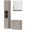 Vicco Combinazione di mobili da bagno Marelle, Grigio, 60 cm, composto da mobile sottolavabo, specchiera e colonna alta