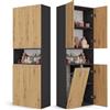 CDF Mobile Bagno Alto con Portabiancheria 1 Cesto 174x60x30 cm Antracite | Finitura Rovere Artisan, Armadio Lavanderia, Colonna Alta, Ante e Vani Chiusi, per Biancheria Sporca, Organizzazione Casa
