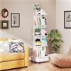 Ztexkee Libreria girevole a 4 ripiani, girevole a 360° Libreria mobile con 4 ruote Scaffale con 1 armadietti per soggiorno, camera da letto, studio, ufficio, bianco