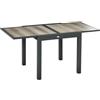 Outsunny Tavolo da Giardino Allungabile da 80/160x80x75 cm, Tavolo da Esterno Estensibile per 6 Persone Rettangolare in Alluminio con Piano Plastica, Per Patio, Terrazzo, Balcone ed Esterno, Beige