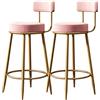 ZJXDPBF Set di 2 sgabelli da bar, rimovibili e lavabili, in velluto, con schienale, per soggiorno, cucina, bar (rosa, 65 cm) (oro, rosa, bianco, 65 cm)