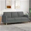 Homgoday Divano 3 Posti Moderno Grigio Scuro 180 cm Tessuto Poliestere