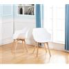 DORAFAIR Set di 2 Pranzo/Ufficio Sedia,Scandinavo Poltrona Moderno Sedie con Gambe in Faggio Massiccio,Poltrona Sedie di Design per il Massimo Comfort, Bianco