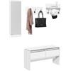 Owoxanthellate Set di 4 appendiabiti, in legno bianco, 90 x 31 x 46,5 cm, con scarpiera, specchio, design moderno e salvaspazio, per corridoio, camera da letto