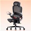 SIHOO B100 Sedia da Ufficio Ergonomica, Sedia da Scrivania con Supporto Lombare Dinamico Adattivo, Sedia da Computer con Poggiatesta, Braccioli Pieghevoli, Inclinazione Regolabile 90-135°, Nero