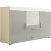 MB Muebles Bonitos, Credenza Stile Moderno Roque, Melamina Lucida, Bianco e Grigio, 140x80x40cm