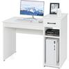 COSTWAY Scrivania con Cassetto, Scrivania da Computer, Tavolo da ufficio, 104 x 50 x 82cm (Bianco)