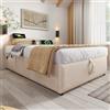 Autheria Letto Singolo con Contenitore 90x190 cm con USB Type C, Letto imbottito con senza testiera, letto singolo con rete a doghe su tutta la superficie,letto per ragazzi