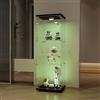 TIMORWTF Vetrina in vetro con LED, armadio vetrina per collezione, 1 ante a serratura, 3 ripiani regolabili, 125 x 42 x 36 cm, nero