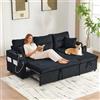 Lubvtti Divano angolare moderno a L,Include portabicchieri e porta USB,Divano modulare a 3 posti,Con chaise longue,Divano letto multifunzionale,Con spazio di archiviazione,Nero,Velluto a Coste