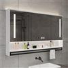 FVTVHEV Medicine Cabinet Armadietto A Specchio Bagno, Medicine Cabinet With Lights For Bathroom With Defogger, 3 Porte, Specchiera Bagno Con Luce, Armadietto Bagno Con Portasciugamani (Color : White