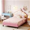YNYHTER Letto per Bambine 140x200 cm, Letto Imbottito per Bambini con Testiera Imbottita Letti Principessa con Luci Led Letti Matrimoniale Adolescenti Letti140x200 Matrimoniale Imbottito
