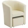 Vente-unique - Poltrona cabriolet e pouf in Similpelle Beige - JOVANA