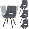 WAFTING Set di 4 Sedie Sala da Pranzo Girevoli, Rotazione 360°, Seduta Larga 48 cm, Sedie da Cucina Imbottite con Schienale Traforato, per Sala da Pranzo, Cucina e Reception, Grigio Scuro
