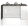 WHOUS Isola Cucina SOLE con 2 Ante, Tavolo da Pranzo e Piano di Lavoro, Ideale per Open Space e Spazi Ridotti, 160x90x90 cm, Bianco Lucido e Report