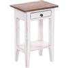 Design Delights - Tavolo per telefono rustico, vintage, modello Planta, 52 x 34 cm (A x L), legno massiccio di mogano, per fiori, tavolino corridoio, comodino con cassetto, colore 06, bianco rustico