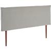 marcKonfort Testiera Rivestita in Tela Berlin150x100 cm, capitonné in Tela Color Grigio, Gambe di Legno Color Noce