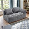 Wyibwy Divano moderno componibile, divano a L, divano a 2 posti con chaise longue e braccioli, 2 cuscini, tasca laterale per telecomando, divani in ciniglia, Grigio