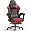 TRIUMPHKEY Sedia da Gaming Massaggiante,Sedia Gamer con Poggiapiedi Telescopico,Regolabile 90-150°,Poltrona da Gaming con Poggiatesta e Cuscino Lombare, Ufficio,Portata 150kg(Rosso)