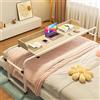 GLHKFBD Tavolino da Letto Colazione Tavolo Letto Regolabile e Portatile ,Tavoli per computer mobili regolabili lunghi 45.28-82.68 con ruote scrivania portatile comoda per la lettura (colore del legno)