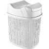 Inbagno Cestino Bagno in plastica con Doppio Coperchio Basculante, Design Moderno con Motivi a Intreccio, capienza 5 lt (Bianco)