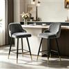 Bekrvio Set di 2 sgabelli da bar in velluto, girevoli a 360°, altezza 65 cm, sedia da bar imbottita con schienale, sedie da cucina moderne, per cucina, bancone, bar, sala da pranzo