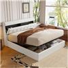 Lubvtti Letto imbottito 140x190,letto matrimoniale con contenitore,Telaio del letto 140x190 con rete a doghe e testata,PU,Bianco