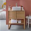 MOB-IN Mobiletto da bagno in rovere naturale, 70 cm, con lavabo quadrato, 36 cm