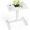 WALKINGDESK Tavolino regolabile in altezza con 4 ruote, Scrivania mobile 60 x 40 cm, Pneumatica tavolo da Letto per computer, divano, letto, Bianco