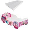 KOBI Letto Bambini Auto | Tema Principessa in Carrozza | 140 x 70 CM | Letto Forma Macchina per Bambino | Lettino Singolo | Lettini Bambina con Materasso