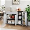 KecDuey Carrello da cucina, isole mobili, carrello servizio, piano lavoro pieghevole, in legno quercia, multifunzionale, portaspezie, porta asciugamani, 5 rotoli, adatto cucina