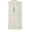 Vicentini arreda ARMADIO IN LEGNO MASSICCIO DI PIOPPO SHABBY CHIC BIANCO DECORATO A MANO FILO VERDE