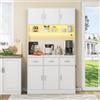 Oxtao Armadio da cucina Oxtao con credenza LED, piano di lavoro e 3 cassetti, bianco, 180 x 100 x 40 cm
