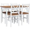vidaXL Legno di Pino Set da Pranzo 5 pz Marrone e Bianco Tavolo e Sedie Cucina