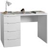 Composad | Scrivania della Linea ESPRESSO con 4 Cassetti, Scrivania Ufficio Elegante e Moderna, per PC, (LxAxP) 110x75,4x59,6 cm, Colore Bianco, Made in Italy