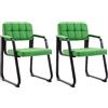 CLP Set di 2 sedie per visitatori Canada B con imbottitura e rivestimento in similpelle I Sedie per sala d'attesa con braccioli e struttura in metallo, Colore:verde