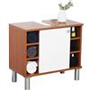 RICOO Mobile bagno 60 x 54 x 32 cm WM100-ER-W Mobiletto sotto-lavabo Armadio salvaspazio Arredamento Copricolonna Legno rovere marrone Porta bianca