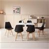 GrandCA HOME Tavolo da Pranzo Moderno e 6 Sedie da Pranzo, Tavolo da Cucina Rettangolare con Struttura di Giunzione (6 Sedie Nero+1 Tavolo)