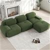 NuvlaGu Divano angolare modulare, senza cornice, in velluto a coste, verde, 3 posti, con schiuma altamente elastica 32D, ergonomico, braccioli extra larghi, antiscivolo, adatto agli animali domestici