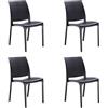 HOUSE COLLECTION, SEDIE VOLGA SENZA BRACCIOLI, IN POLIPROPILENE, NERO, DESIGN IMPILABILE, (BCA141X4)