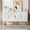 boorbin 150 cm moderna credenza bianca di lusso con porte strutturate lucide e maniglie dorate, design a 4 porte, ripiani regolabili in altezza (bianco, 150 x 40 x 82 cm)